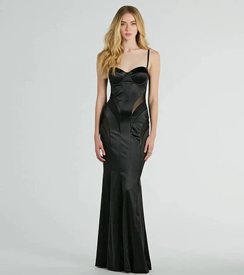 Kaya Bustier Mesh Satin Mermaid Formal Dress