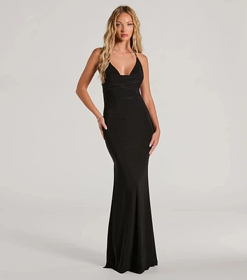 Sheila Halter Strappy Back Slit Mermaid Formal Dress