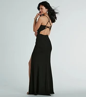 Brianna Strappy Back Mermaid Crepe Formal Dress