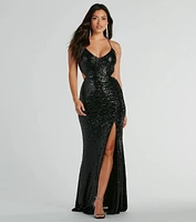 Rosalina Strappy Back Sequin Mermaid Dress