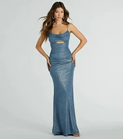 Harley Sleeveless Cutout Mermaid Glitter Formal Dress