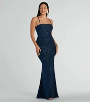 Daisia Strappy Back Mermaid Glitter Formal Dress