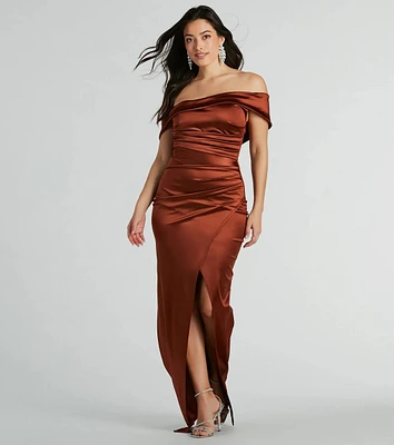 Maeva Formal Satin Off-The-Shoulder Dress