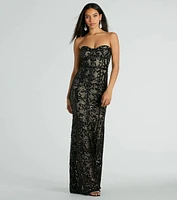 Serena Strapless Corset Sequin Mermaid Formal Dress