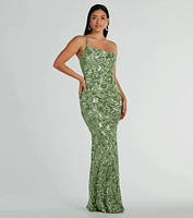 Meredith One-Shoulder Sequin Formal Dress