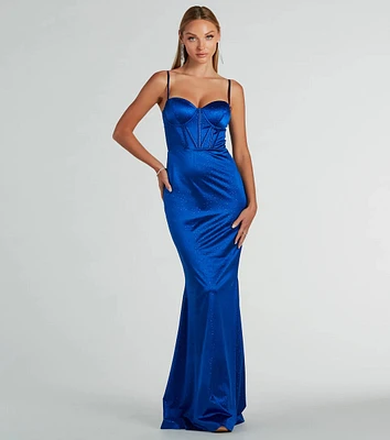 Jaiden Bustier Rhinestone Satin Formal Dress