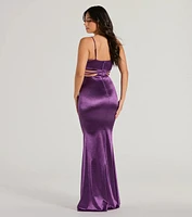 Pricilla V-Neck Strappy Mermaid Satin Formal Dress