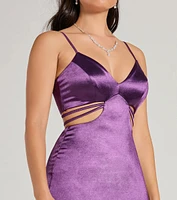 Pricilla V-Neck Strappy Mermaid Satin Formal Dress