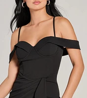 Bridget Off-The-Shoulder Slim Crepe Formal Dress