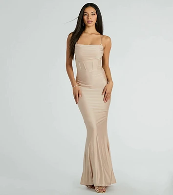 Francine Cowl Neck Bustier Mermaid Formal Dress