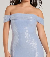 Kat Off-The-Shoulder Mermaid Sequin Formal Dress