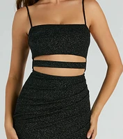 Candice Cutout Strappy Mermaid Glitter Formal Dress