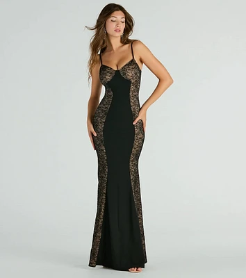 Penelope Sweetheart Lace Panel Mermaid Formal Dress