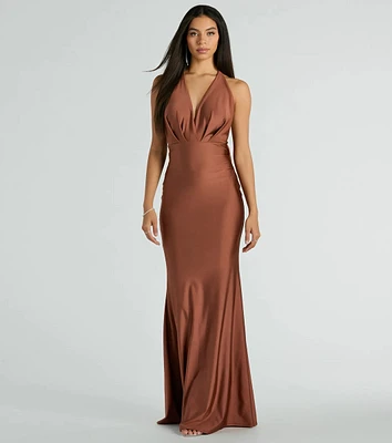 Dallas V-Neck Halter Open Back Mermaid Formal Dress