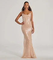 Rachael Lace Up Mermaid Sequin Formal Dress