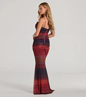 Liv Cowl Neck Abstract Mermaid Formal Dress