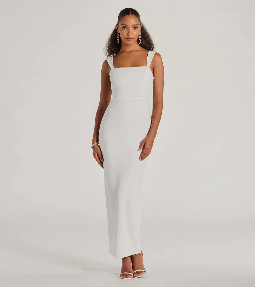 Monae Sleeveless Slim Long Crepe Formal Dress