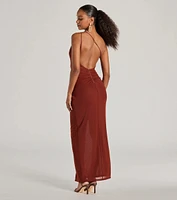 Carrie One Shoulder Open Back Mesh Formal Dress