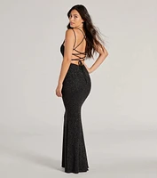 Jade Lace-Up Mermaid Glitter Formal Dress