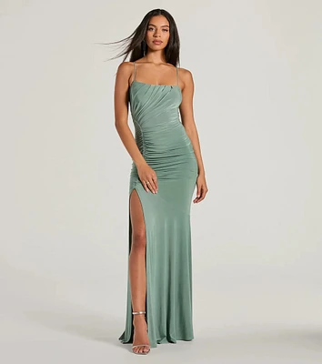 Candace Lace-Up Slit Mermaid Formal Dress