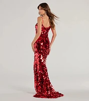 Aurinda Sequin High Slit Mermaid Dress