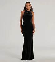 Nara Long Velvet Halter Mermaid Dress