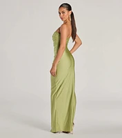 Anisley Strapless High Slit Slim Formal Dress