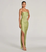 Anisley Strapless High Slit Slim Formal Dress