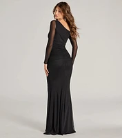 Esther One-Shoulder Mermaid Mesh Formal Dress