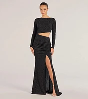 Brynn Long Sleeve Glitter Cutout Mermaid Dress