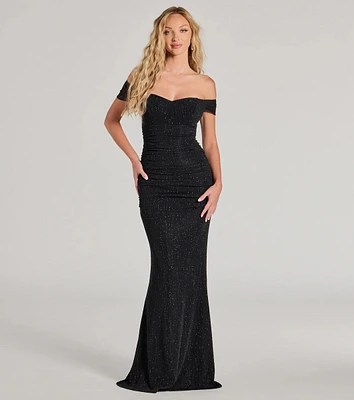 Ines Glitter Lurex Off-The-Shoulder Mermaid Dress