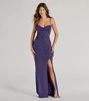 Analeah High-Slit Glitter Mermaid Dress