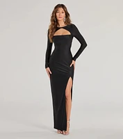 Veda Cutout Long Sleeve Formal Dress