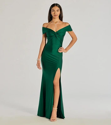 Steff Off-The-Shoulder Mermaid Slit Formal Dress