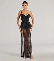 Nadia Rhinestone Sheer Mesh Formal Dress