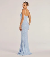 Liv Sleeveless Beaded Sequin Mermaid Dress