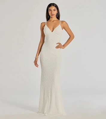 Danni Lace-Up Beaded Lace Mermaid Dress