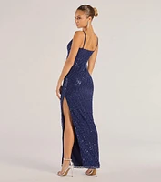 Dovie Sequin Beaded Mesh Mermaid Dress