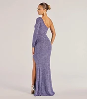 Arianne One-Shoulder Glitter Mermaid Dress