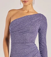 Arianne One-Shoulder Glitter Mermaid Dress