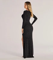 Audrina Glitter Knit Long Sleeve Mermaid Dress