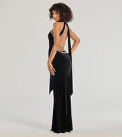 Dawn Open-Back Velvet Mermaid Dress With Sash