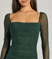 Ashlynn Long Sleeve Corset Slim Formal Dress