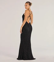 Rani Sleeveless Strappy Open-Back Beaded Mermaid Dress