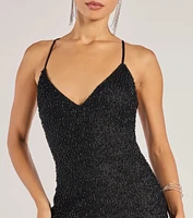 Rani Sleeveless Strappy Open-Back Beaded Mermaid Dress