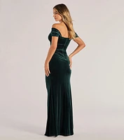 Aubrielle Off The Shoulder Corset Velvet Mermaid Dress