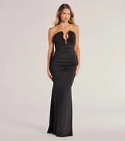 Elowen Plunging V-Neck Ruched Mermaid Dress