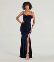 Giselle Sleeveless Slit Mermaid Velvet Formal Dress