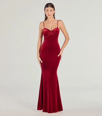 Katie Open Back Mermaid Velvet Formal Dress