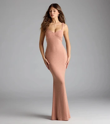 Halie Open Back Mermaid Glitter Formal Dress